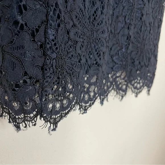 NANETTE LEPORE Lace Top Ruffle Sleeve Blouse Top Shirt Blue Women's Size Small - Picture 8 of 12